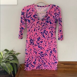 Lilly Pulitzer Pink and Blue Dress 100% Pima Cotton from Peru. Super soft!!!